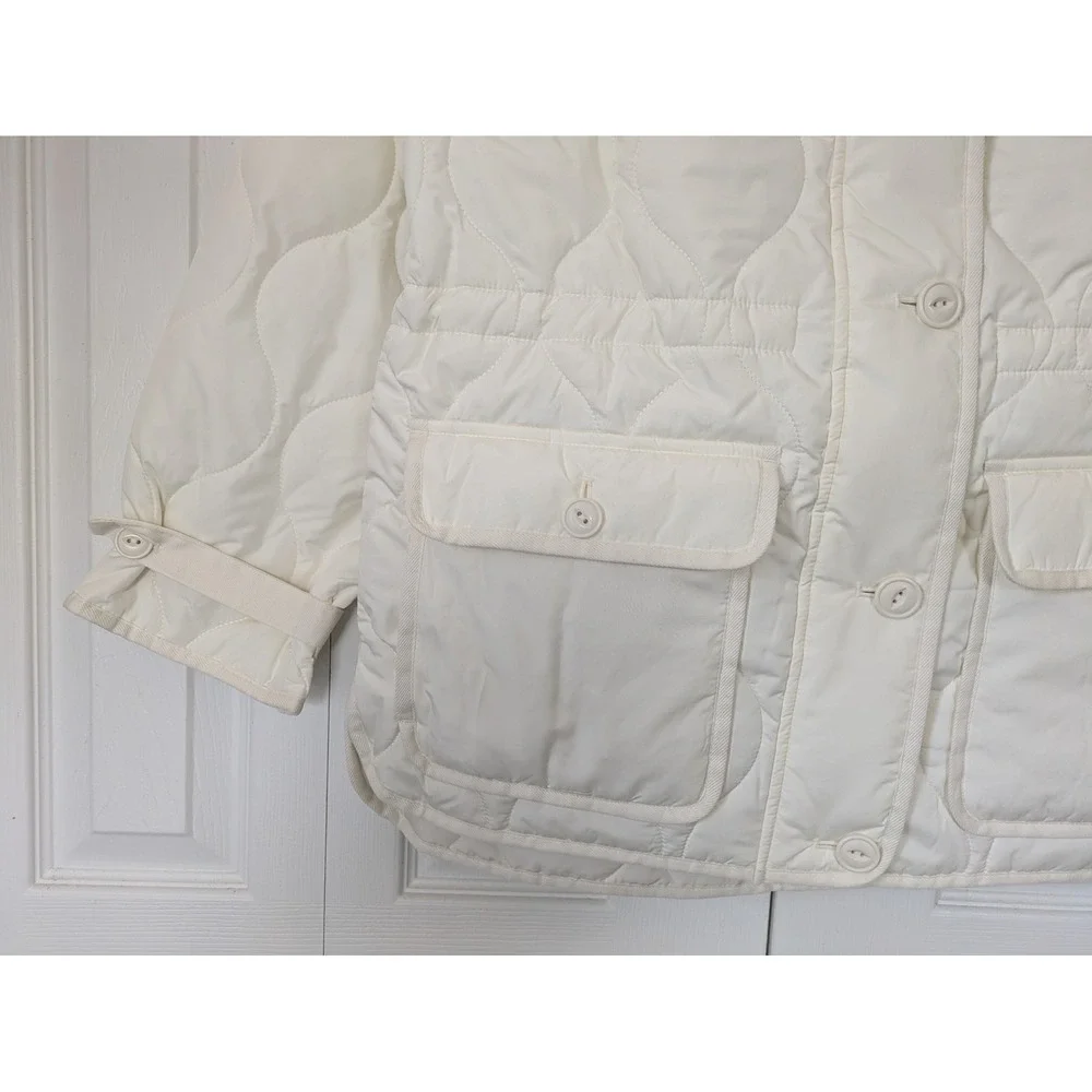 J. Crew Oslo Jacket PrimaLoft‎ Hooded Quilted Ivory Size XS NWT $228 CF691